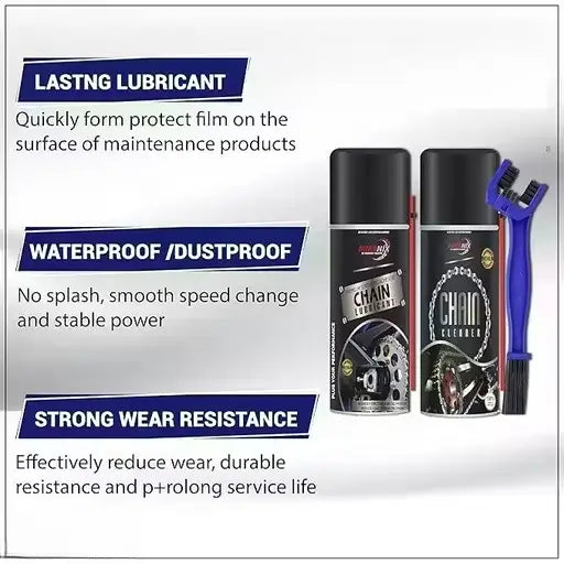 Bike Chain Lubricant and Chain Cleaner Spray with Brush